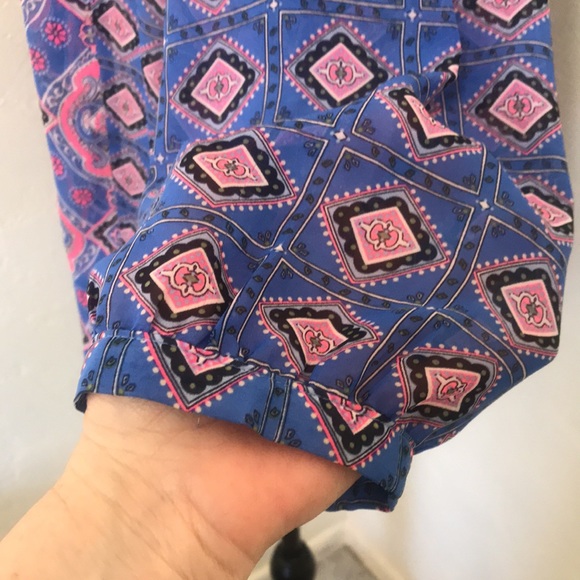 OLD NAVY Blue Paisley Periwinkle Neon Pink Size Medium - Picture 8 of 16